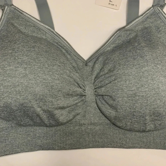 Heather Grey Nursing Maternity Bra Removable Pads Large - Picture 2 of 8